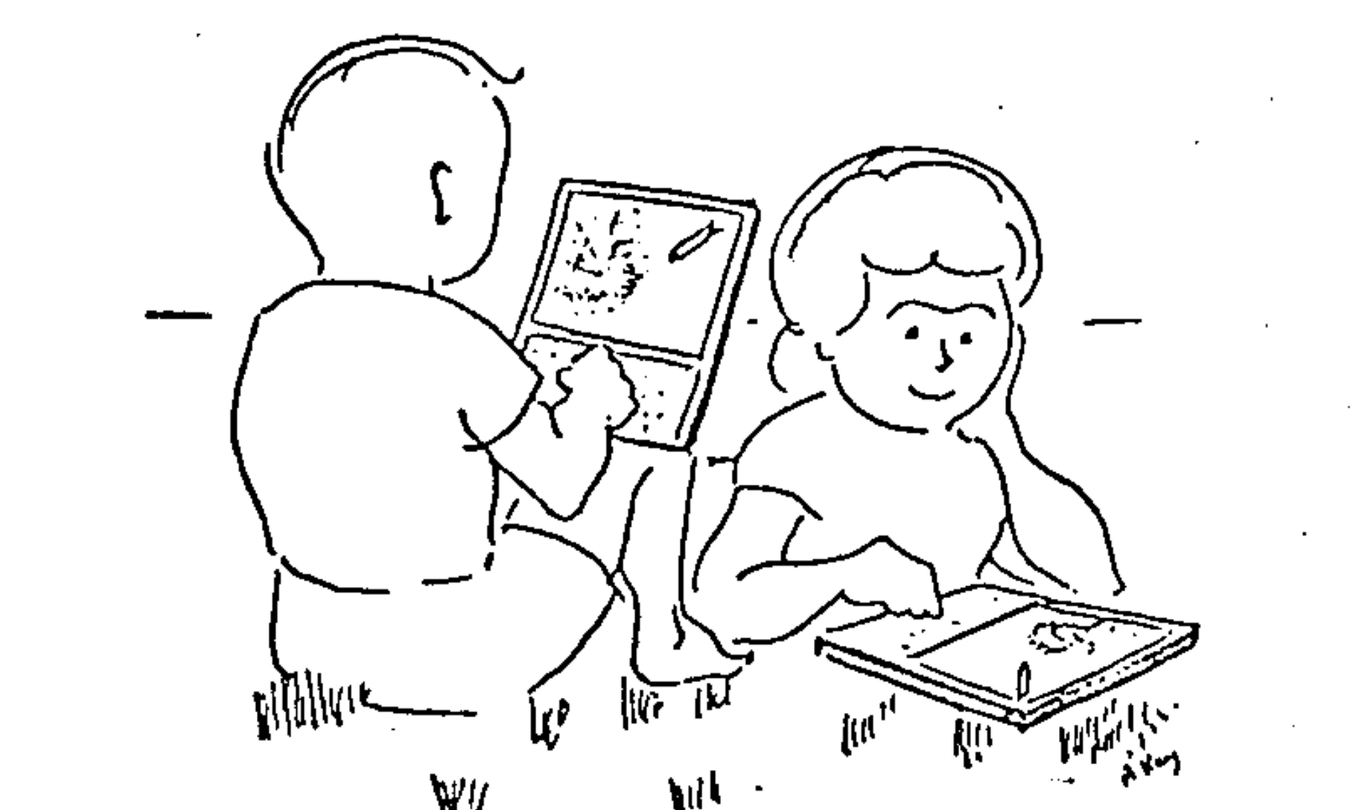 alan kay 论文里两个孩子坐在草地上玩Dynabooks